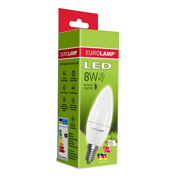 Лампа светодиодная Eurolamp LED-CL-08143 (N) 8 Вт C37 матовая E14 220 В 3000 К 