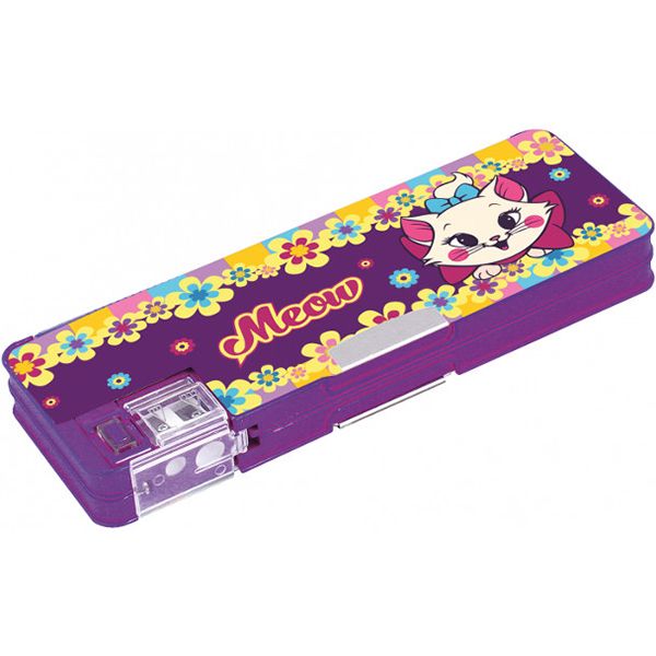 Пенал шкільний зі стругачкою Cat in Flowers 7013 CF85952 Cool For School фіолетовий