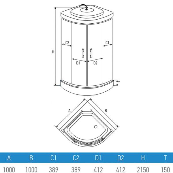 Гидромассажный бокс Erlit ER 4510 P-C3 100x100