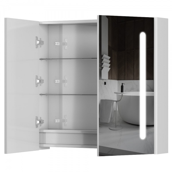 Зеркальный шкаф Aquarius Silver с LED-подсветкой 80 белый 