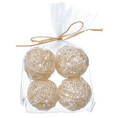 Набор новогоднего декора Шарики ротанговые 4 шт. Jumi 18 см белый R-670280