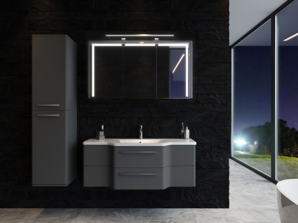 Зеркальный шкаф Botticelli Levanto - 128 серый 