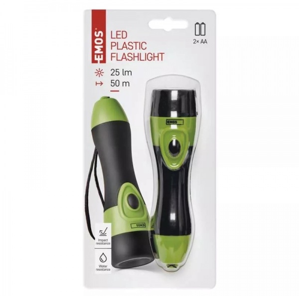 Фонарик Emos P3864 LED 25Lm 2xAA черно-зеленый