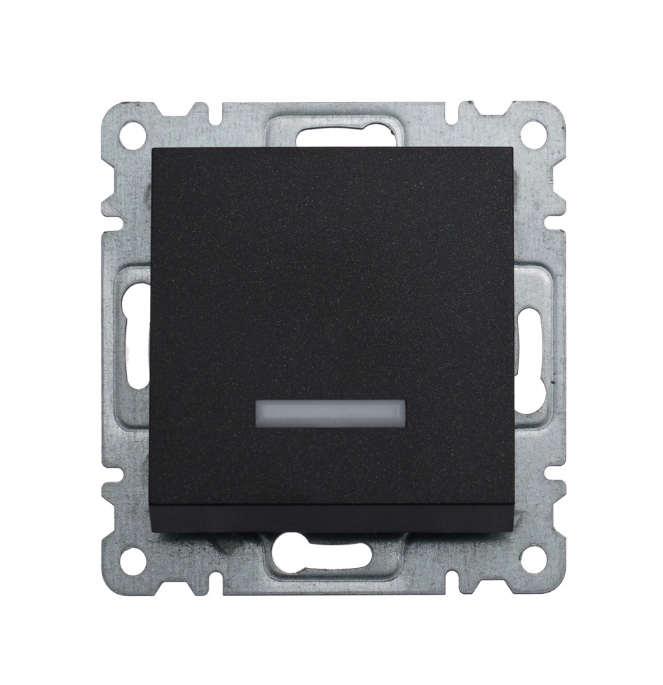 Механизм выключателя перекрестный одноклавишный Makel Karea с подсветкой черный матовый 57054040