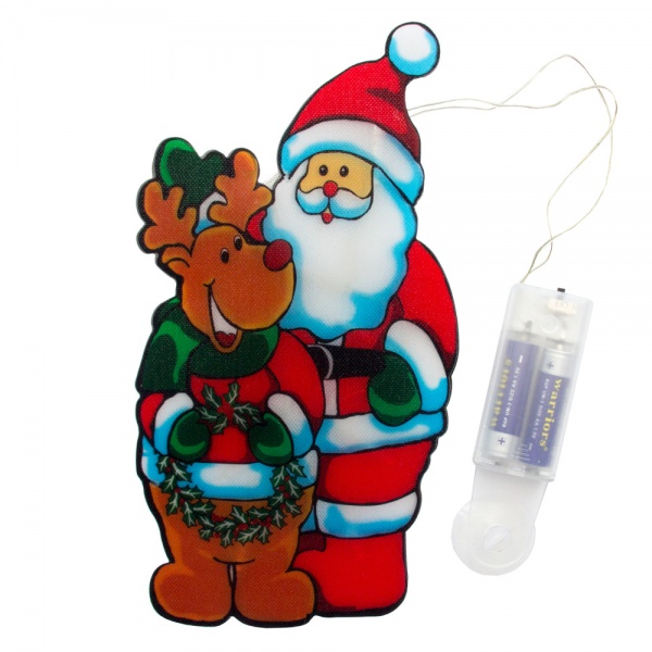 Фигурка декоративная Девилон Дед Мороз и Олень 640331 10 ламп 25 см 