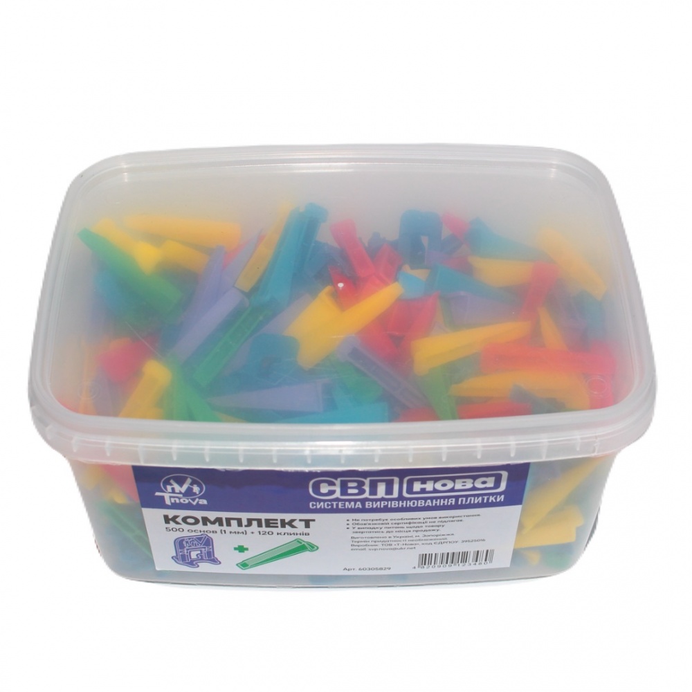 Набор СВП 1 мм 500 оснований /120 клиньев шт. 1 мм 500 шт./уп