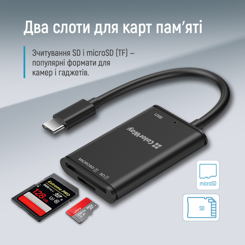Кардрідер ColorWay USB-C to USB 3.0/SD/MicroSD (CW-CR-02)