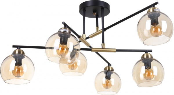 Світильник стельовий Accento lighting Portofino 6x60 Вт E14 чорний/золото ALHu-KC11100-6 