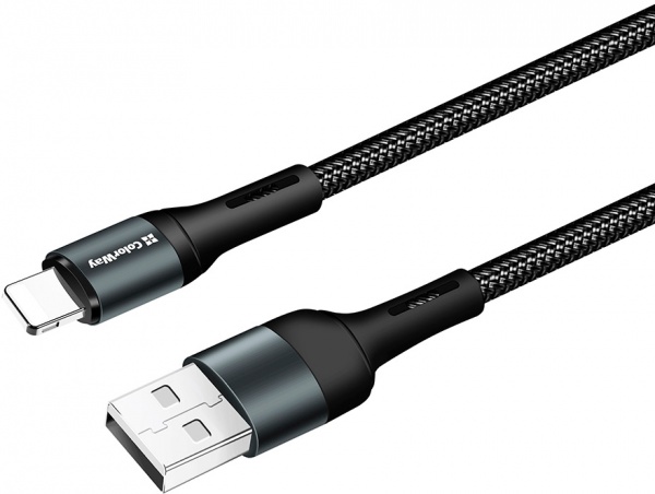 Кабель ColorWay USB - Apple Lightning (nylon) 2.4 А 1 м чорний (CW-CBUL045-BK) 