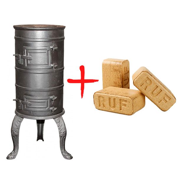 Буржуйка TST025L + Брикеты для отопления 90 кг