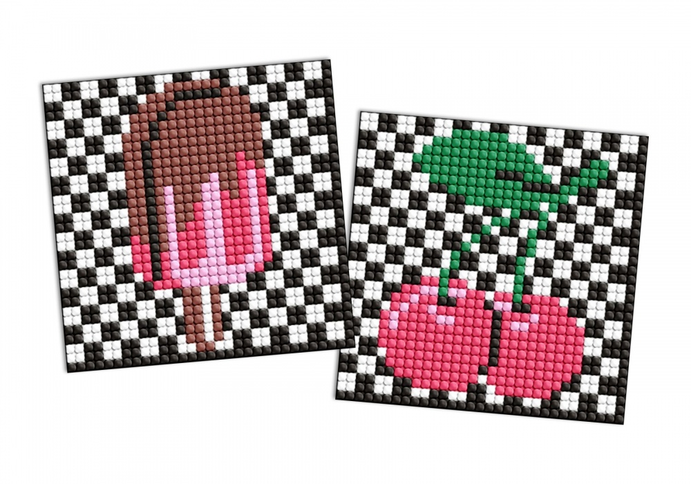 Алмазная мозаика на магните - Вишня и лёд, набор из 2 шт. Ideyka