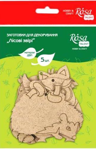 Набор заготовок для декорирования Лесные звери 5 шт Rosa Talent 