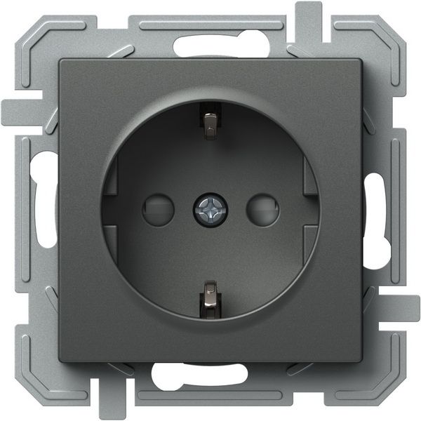 Розетка із заземленням TEM Logiq антрацит VQ10ATXO-U