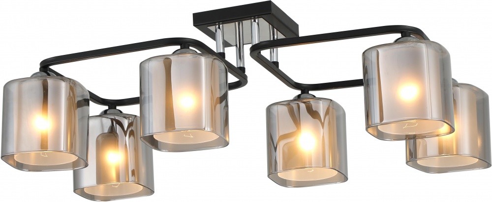 Люстра стельова Sensio Hercules 6x40 Вт E27 чорний/димчастий ALG-07552/6