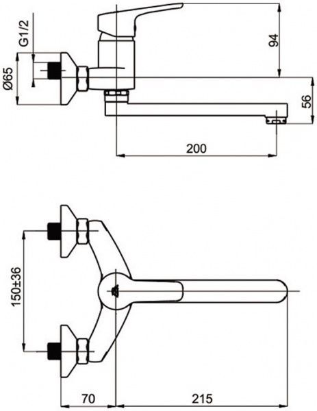 Смеситель для ванны Rubineta Uno N41001