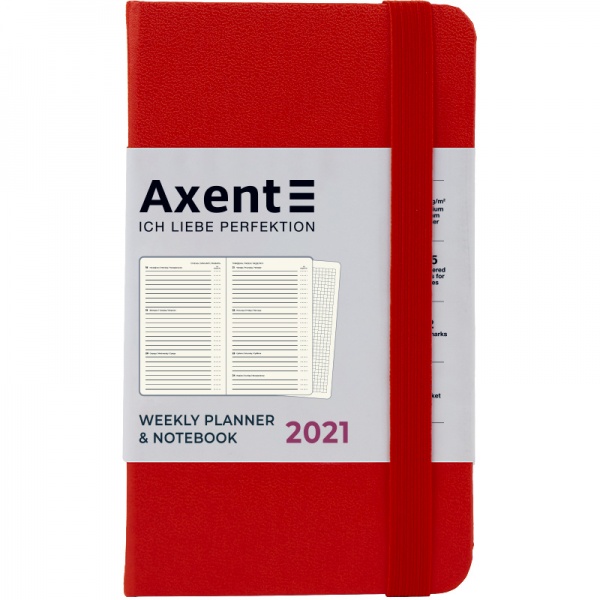 Еженедельник 2021 Pocket Strong А6- красный Axent 46591