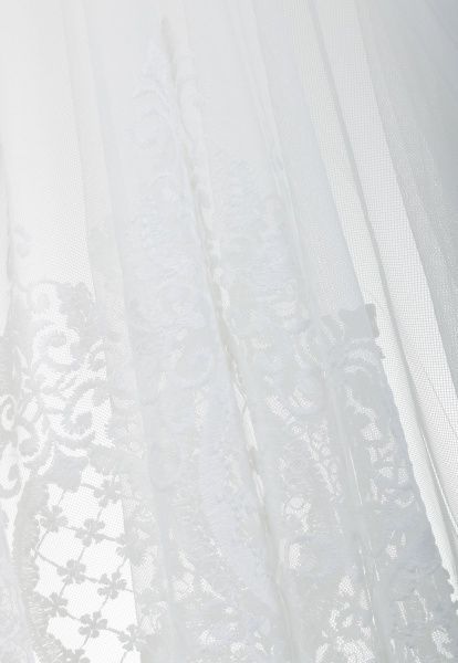 Тканина тюлева Scarlett Samoa 747201/12 вишивка вензель на сітці 285 см білий 