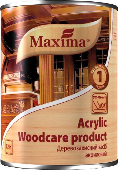 Декоративний та захисний засіб для деревини Maxima акриловий горобина глянець 0,75 л