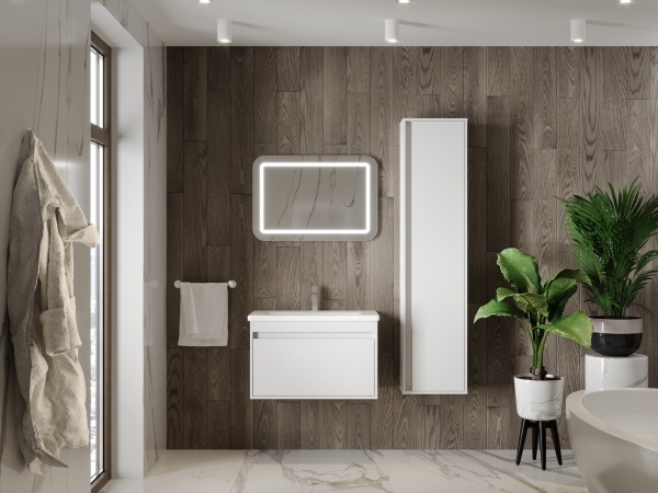 Тумба подвесная ЮВЕНТА Malta - 80 белая с умывальником Soft-80