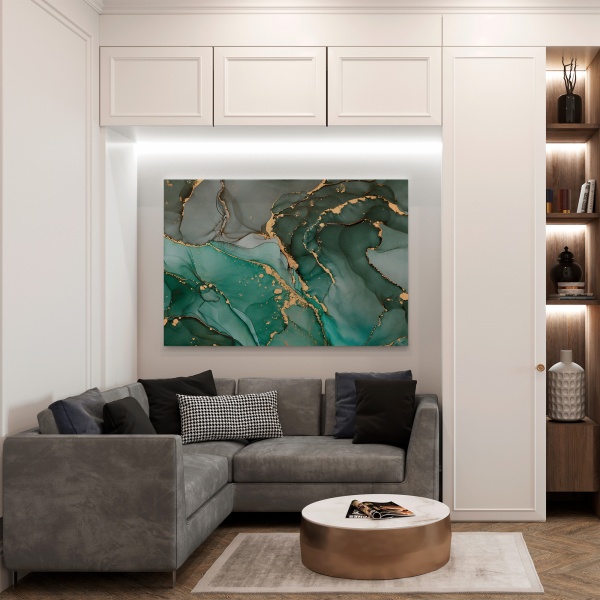 Картина на холсте Зеленые флюиды 110x80 см WS Holst 14082217,6 