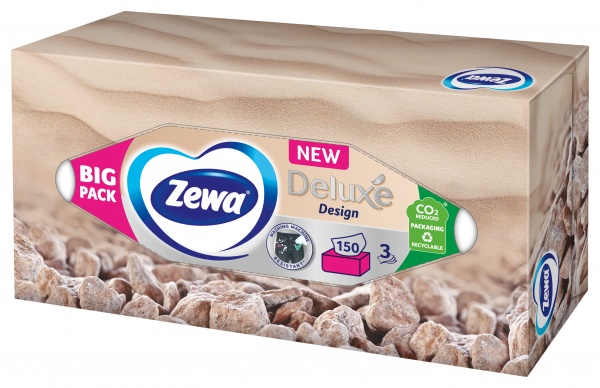 Серветки гігієнічні у коробці Zewa Deluxe Design 3 шари 150 шт.