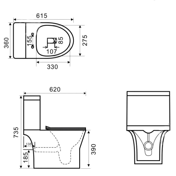 Унитаз-компакт Ravak Domino Combi RimOff VKU1000001