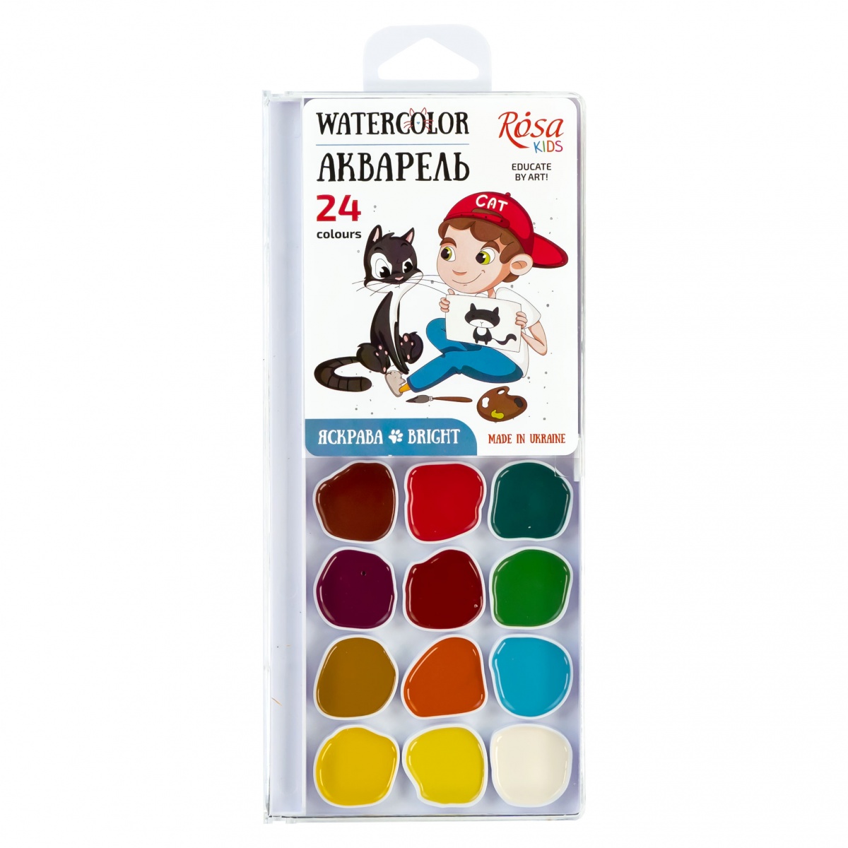 Набір акварельних фарб Cats with a Boy 24 шт. 301207 Rosa Kids — фото 1