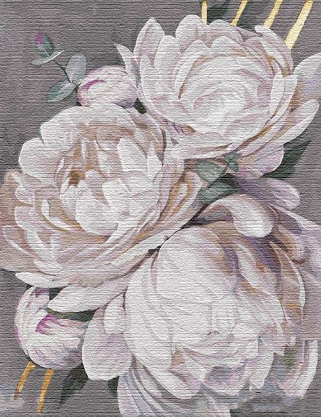 Картина по номерам Белый пион с золотой краской 50х65 Идейка 