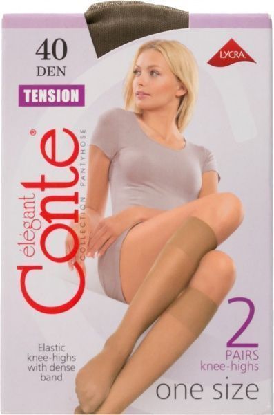 Гольфы женские Conte Tension 40 den 2 пары р. one size темно-бежевый 