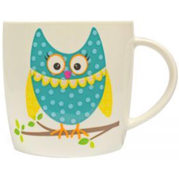 Чашка фарфоровая Сова голубая 320 мл