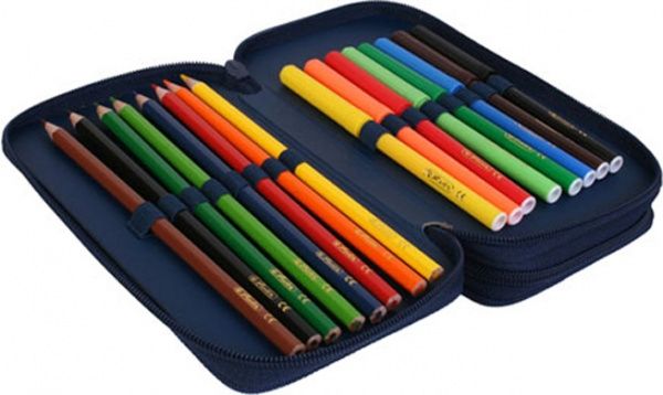 Пенал 23 предмета Double Kick It 50020904 Herlitz синий