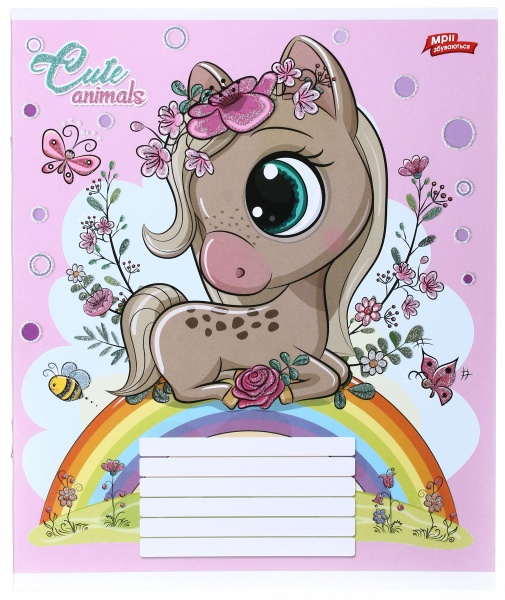 Тетрадь школьная с глитером 12 листов в клеточку в ассортименте Мечты сбываются