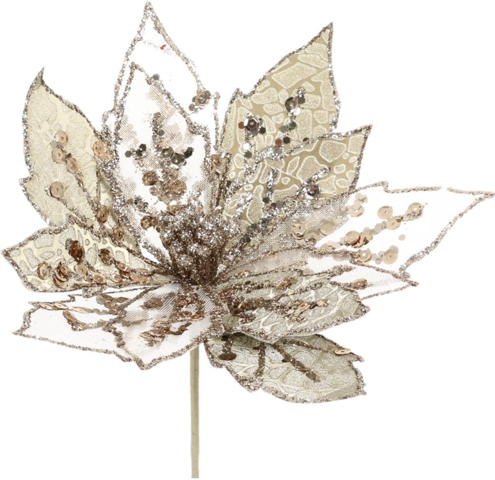 Декорація новорічна пуансетія 25 см колір в асортименті