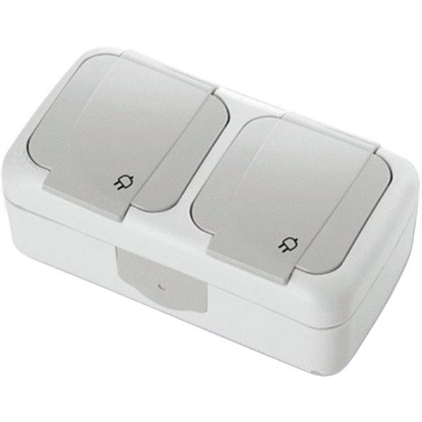 Розетка Viko Palmiye IP54 подвійна сіра