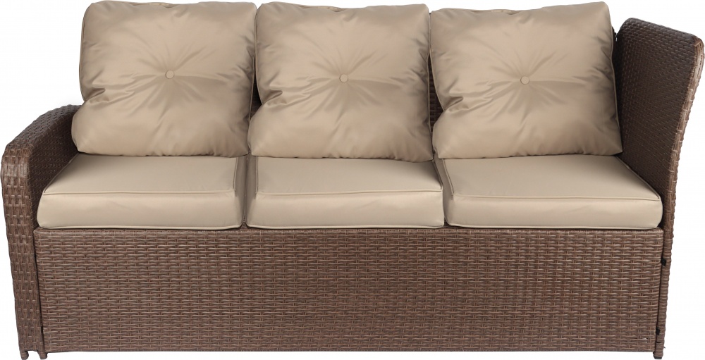 Комплект меблів Indigo зі штучного ротангу СТЕЛЛА (стіл 150*90см+кутовий диван+2 крісла, подушки) какао коричневий