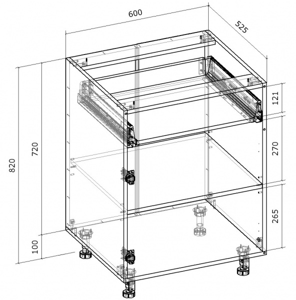 Тумба нижня Грейд з 1 тандембоксом ТОП 600x820x522 мм білий 