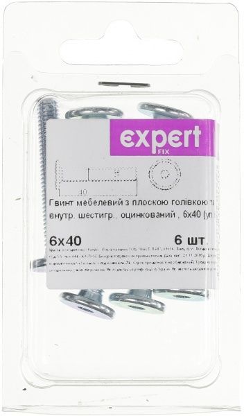 Винт метрический ЦБ 6x40 мм 6 шт Expert Fix