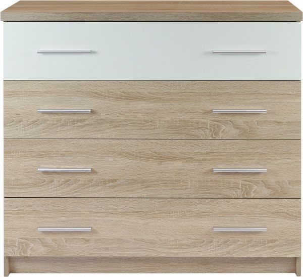 Комод Mebel Service Маркос 4Ш дуб самоа/белыйдуб самоа 