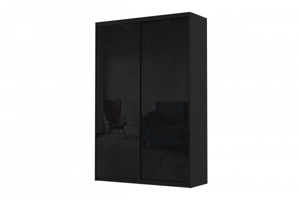 Шафа-купе SLIM Viskonta ДСП 1600x600x2400 мм чорний двері скло