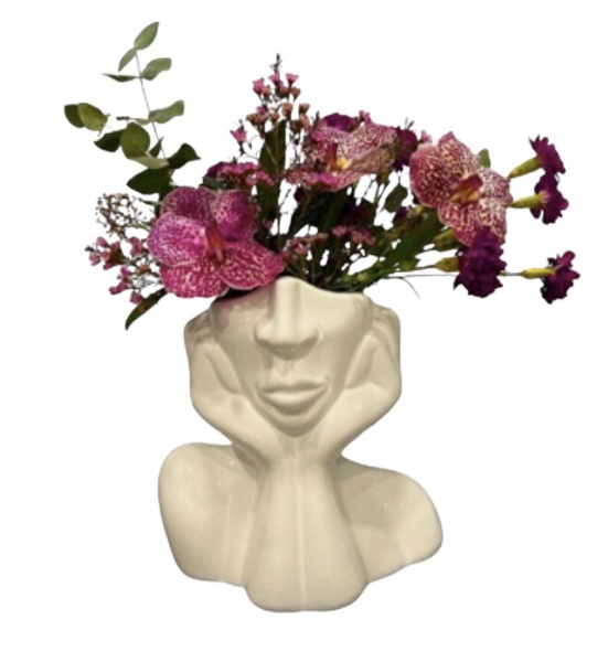 Ваза керамічна Nana ceramics Леді 22 см бежевий глянець 