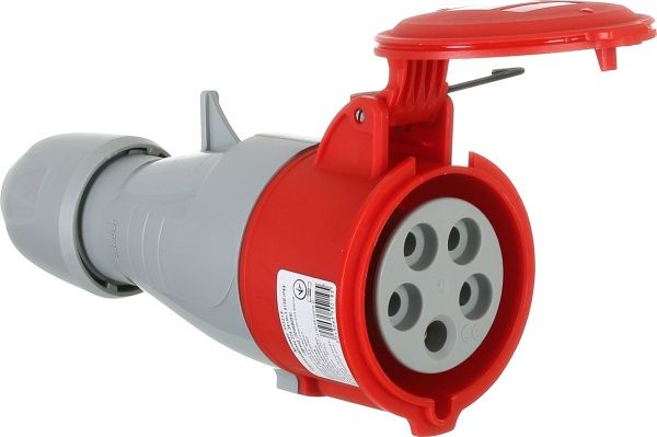 Розетка наружной установки с заземлением Legrand 32A 3К+Н+З 415В IP44 серый с красным 555219