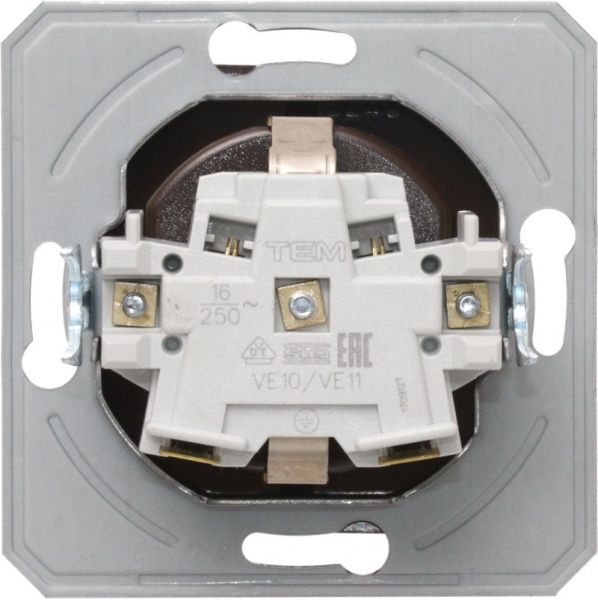 Розетка TEM Ekonomik 16 A 250 В з кришкою шоколадний VE11KKXO-U