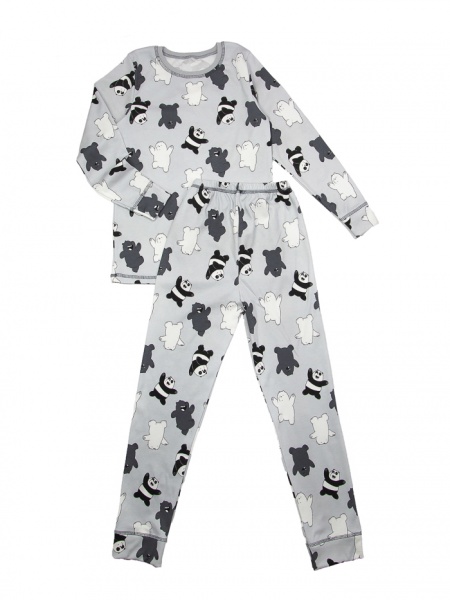 Пижама унисекс Luna Kids Панда р.146 серый 