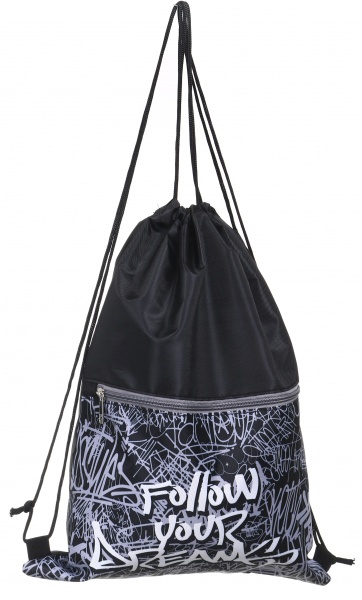 Сумка для взуття Lider з замком Graffiti Іди за мрією чорно-білий