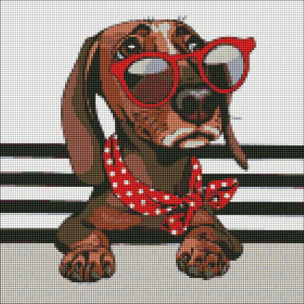 Алмазная мозаика Стильная такса 40х40 см Идейка 