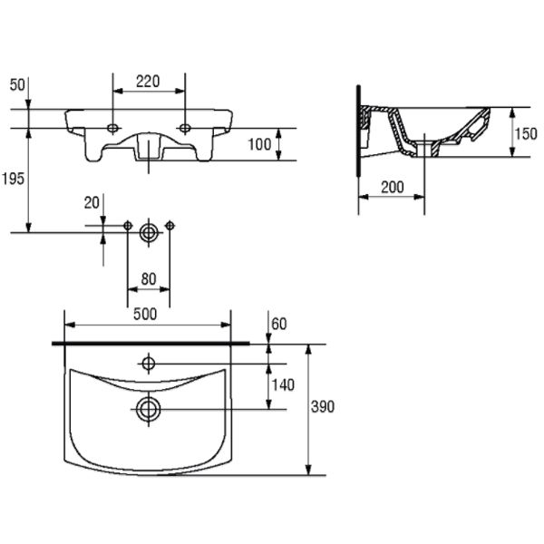 Умивальник  CERSANIT Carina 50 см K31-004