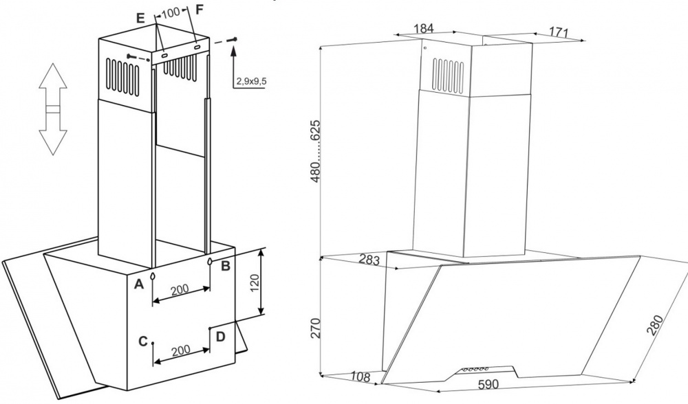 Витяжка Eleyus SPECTRA 700 LED 60 BL