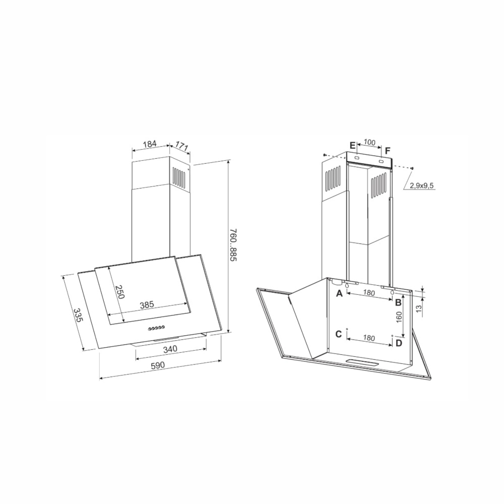 Витяжка Eleyus VERTICO 650 LED 60 BL