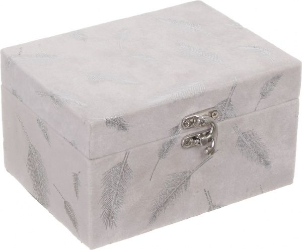 Сундук для украшений Листья 16х12х9 см белый с серебристым
