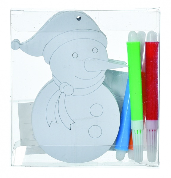 Декорация новогодняя для раскраски Снеговик + фломастеры D-714458 